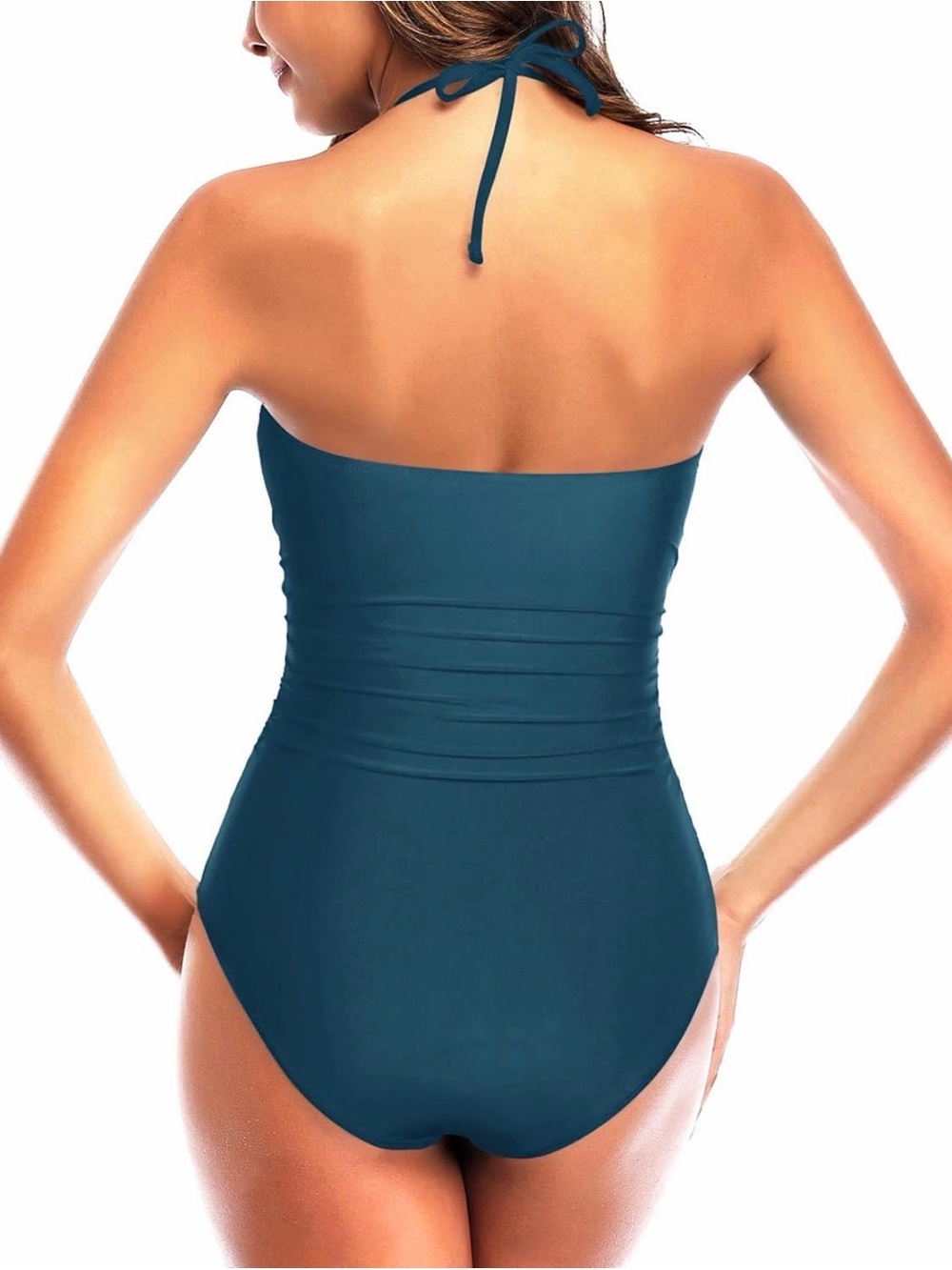 Teal Knot Front One-Piece Swimsuit - Picture 2 of 5